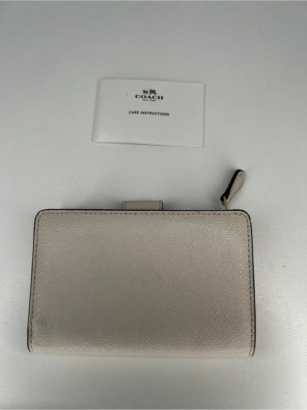 Coach (F11484) Medium Corner Zip Leather Wallet in Chalk